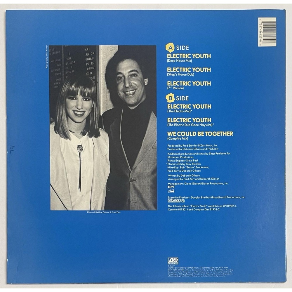 Debbie Gibson - Electric Youth 1989 12" Vinyl Single Atlantic – 0-86427 Cleaned - Picture 4 of 4